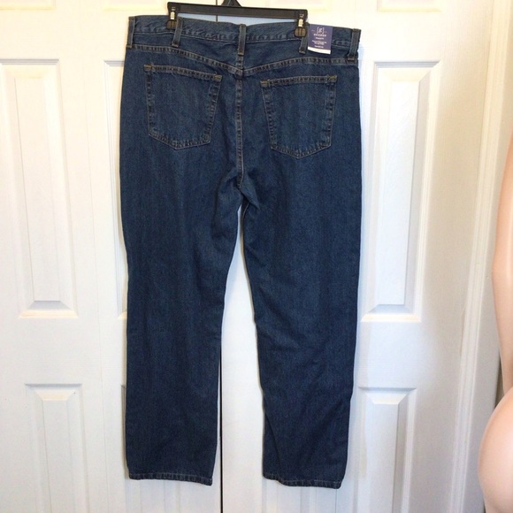 George Men's 100% Cotton Relaxed Fit Tapered Leg Jeans Size 40x32- Medium Wash - Picture 6 of 8